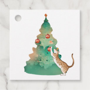 Bengalische Katze mit einem Weihnachtsbaum-Geschen Geschenkanhänger