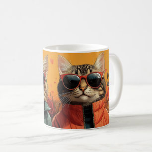 Bengalische Katze mit Herz-Rose Valentinstag Kaffeetasse