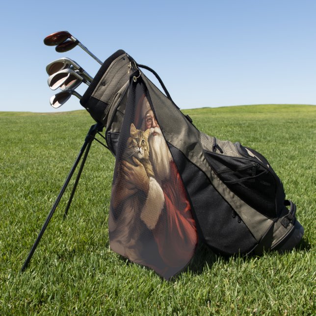 Bengalische Katze mit Weihnachtsfeiertag Golfhandtuch (Gras)