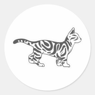 Bengalische Katze stehend - Farbe auswählen Runder Aufkleber