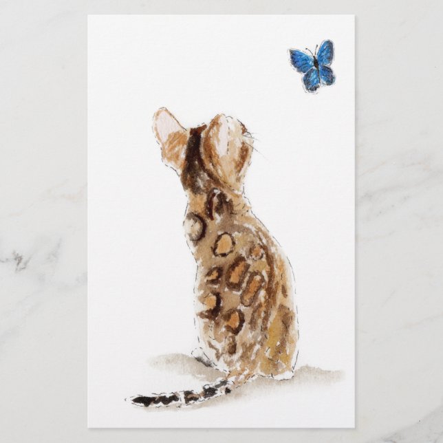 Bengalische Katze u. Schmetterling Briefpapier (Vorderseite)