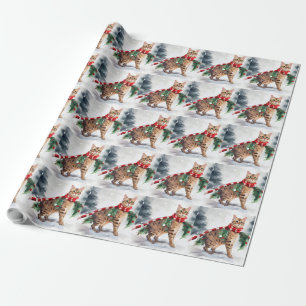 Bengalische Katze zu Schnee Weihnachten Geschenkpapier