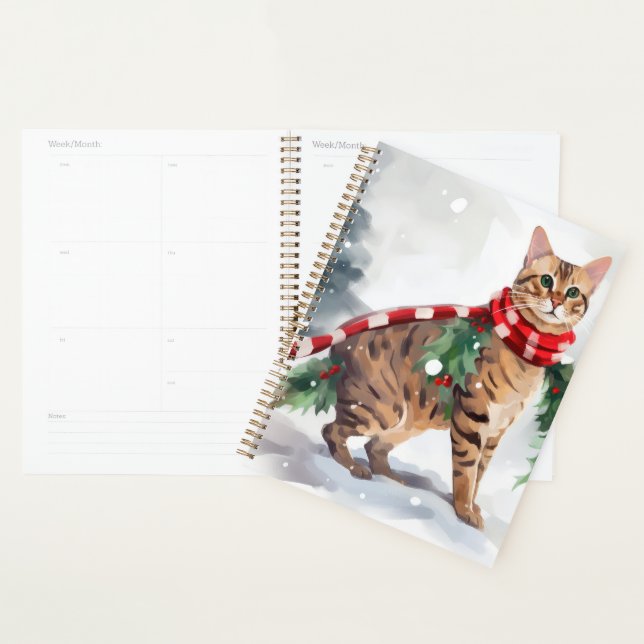 Bengalische Katze zu Schnee Weihnachten Planer (Anzeige)