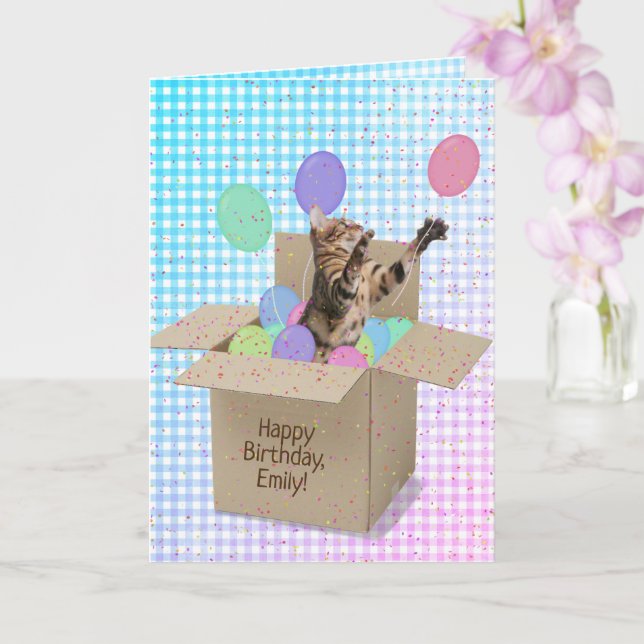 Bengalische Katze zum Geburtstag Karte (Orchidee)