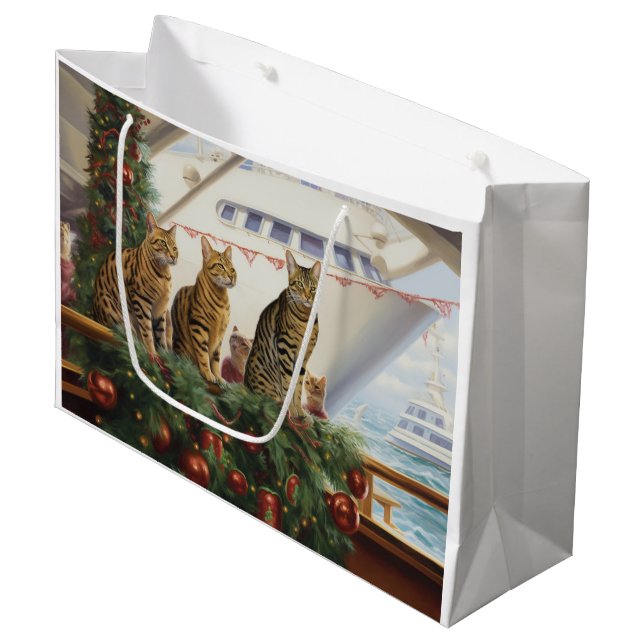 Bengalische Katzen Weihnachtsreise: Feierabend Große Geschenktüte (Vorderseite Schrägansicht)
