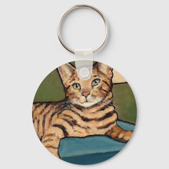 Bengalische Katzensuche, Originalgemälde Schlüsselanhänger (Vorderseite)