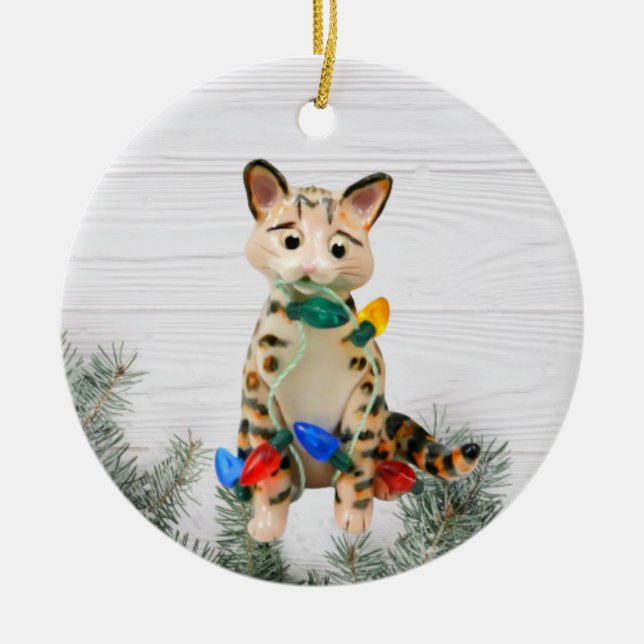 Bengalische Katzenverzierung Keramik Ornament (Vorne)