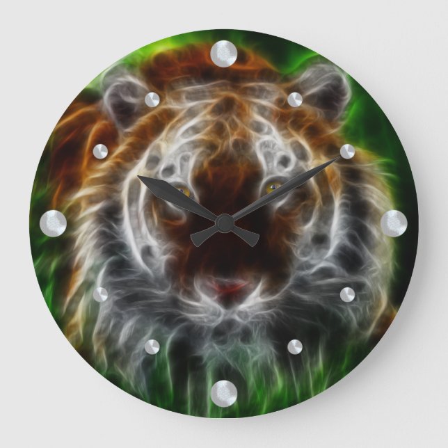Bengalische Tiger-Fraktal-Uhr Große Wanduhr (Vorderseite)