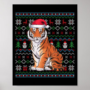 Bengalische Tiger Liebhaber Xmas Weihnachtsmann Poster
