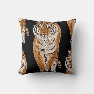 Bengalische Tigerskizze: Vintage Tierausgabe Kissen