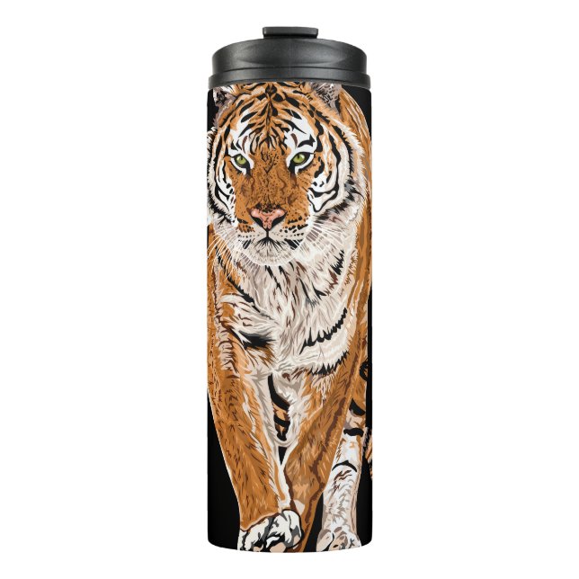Bengalische Tigerskizze: Vintage Tierausgabe Thermosbecher (Vorderseite)