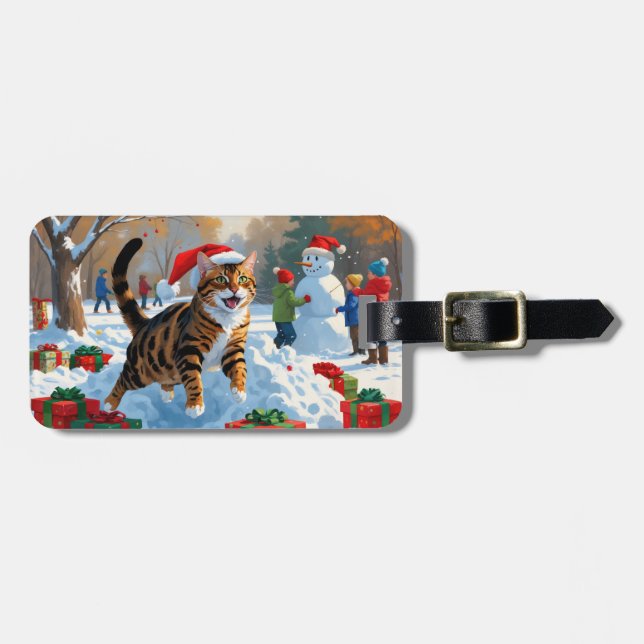 Bengalische Weihnachtsfeiertage Schneeszene Gepäckanhänger (Vorderseite horizontal)