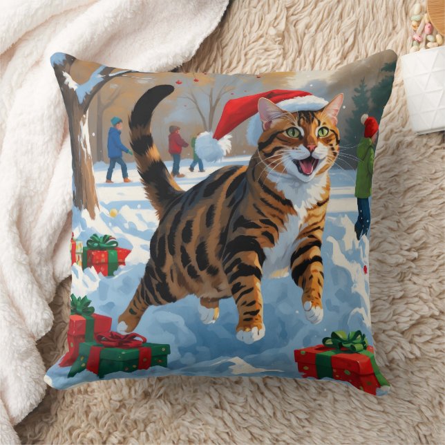 Bengalische Weihnachtsfeiertage Schneeszene Kissen (Decke)