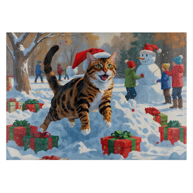 Bengalische Weihnachtsfeiertage Schneeszene Schneidebrett (Vorderseite)