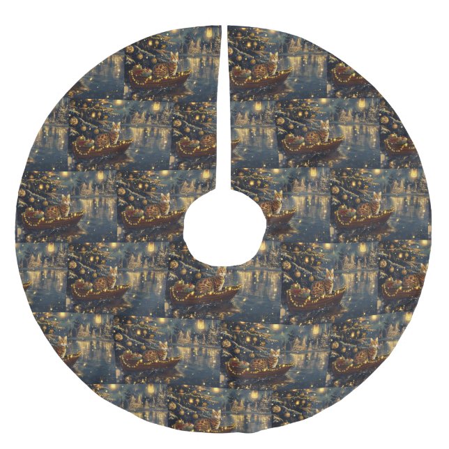 Bengalische Weihnachtsreise Polyester Weihnachtsbaumdecke (Vorderseite)