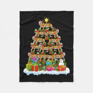 Bengalischer Tiger Weihnachtsbaum Leuchtturm Santa Fleecedecke