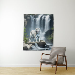 Bengalischer weißer Tiger in der Natur Wandteppich
