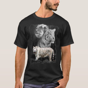 Bengalischer weißer Tiger unter dem Mond T-Shirt
