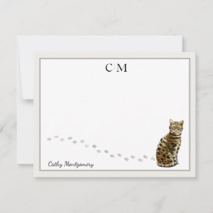 Bengalisches Katzengras Monogramm und Name Fleck Mitteilungskarte
