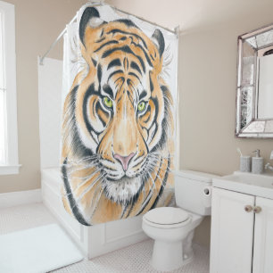 Bengalisches Tiger Wasserfarbe Kunst Duschvorhang