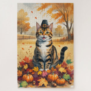 Bengalkatze in Herbstblättern Thanksgiving Kunst