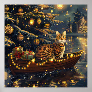 Bengalkatze Weihnachtsfestliche Reise Poster