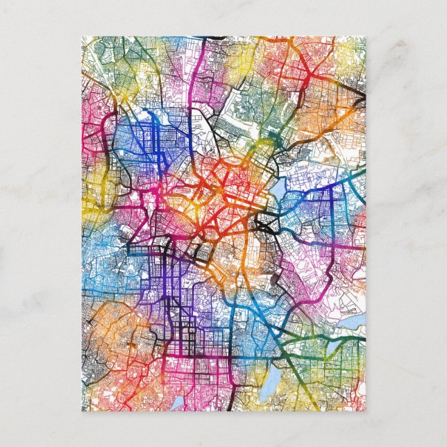 Bengaluru Karnataka City Map Postkarte (Vorderseite)