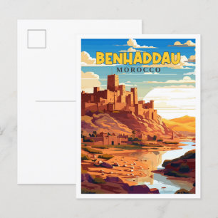 Benhaddau Marokko Vintage Illustration Postkarte