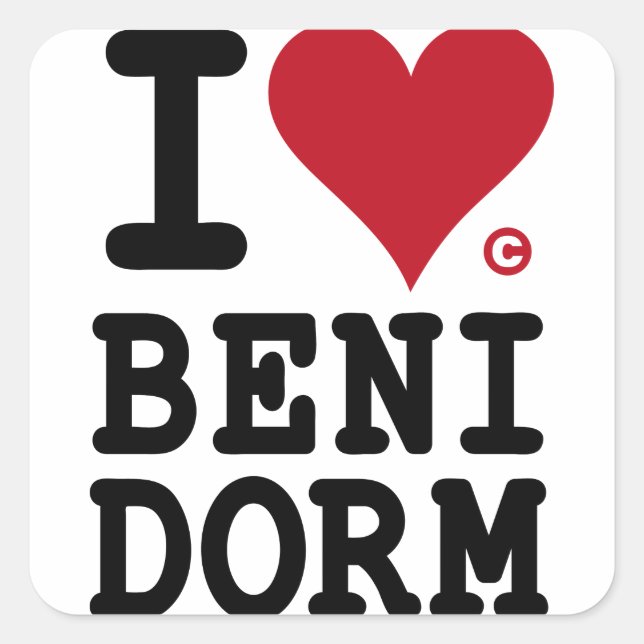 BENIDORM Holidays I LOVE BENIDORM Quadratischer Aufkleber (Vorderseite)