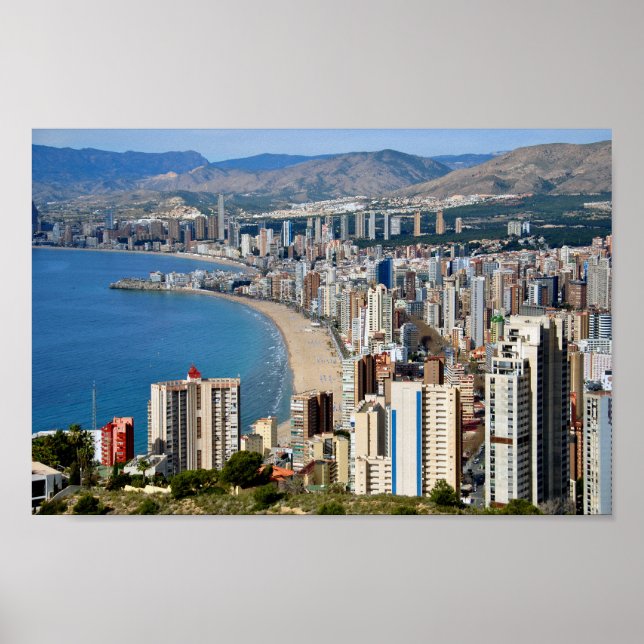 Benidorm Skyline Cityscape Costa Blanca Spanien Poster (Vorne)