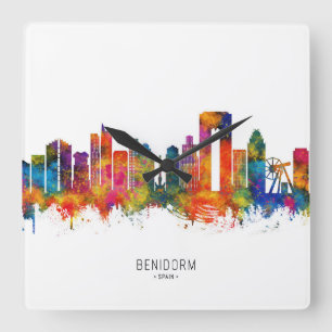 Benidorm Spain Quadratische Wanduhr