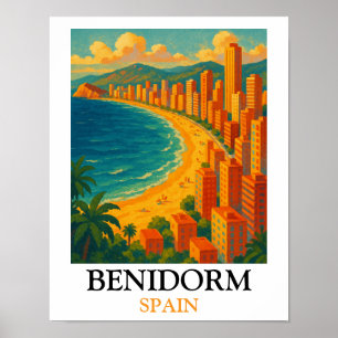 Benidorm Spanien Sommerurlaub Vintage Poster
