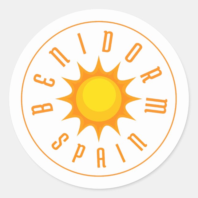 BENIDORM SPANIEN SUN RUNDER AUFKLEBER (Vorderseite)