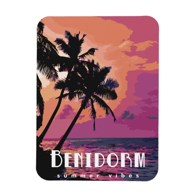 Benidorm Spanien Watercolor Beach Magnet (Vertikal)