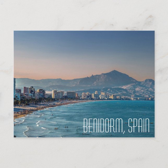 Benidorm, Spaniens Küstenschuss Postkarte (Vorderseite)