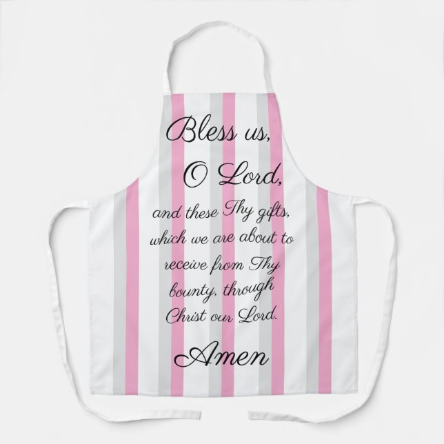 Bénie O Lord Pink Grey Imprimer Tablier (Recto)