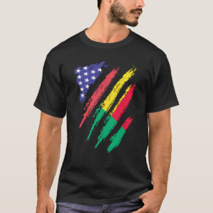 Benin-amerikanischer Patriot Gewachsenes Herz Flag T-Shirt
