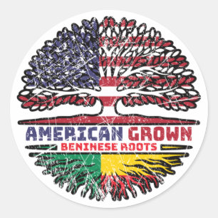 Benin Beninese American USA Tree Roots Flag Runder Aufkleber
