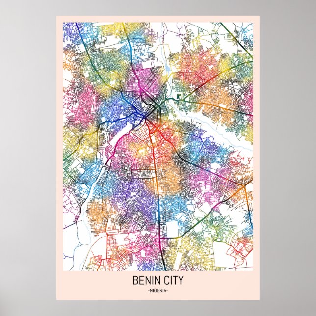 Benin City Nigeria City Map Poster (Vorne)