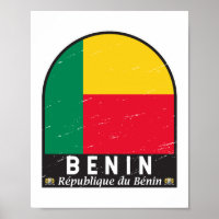 Benin Flag Emblem gestört Vintag