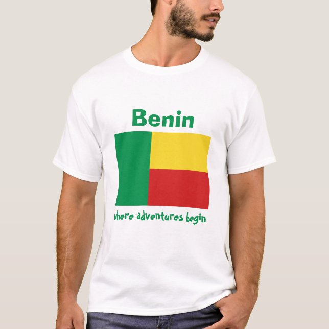 Benin-Flagge + Karte + Text-T - Shirt (Vorderseite)