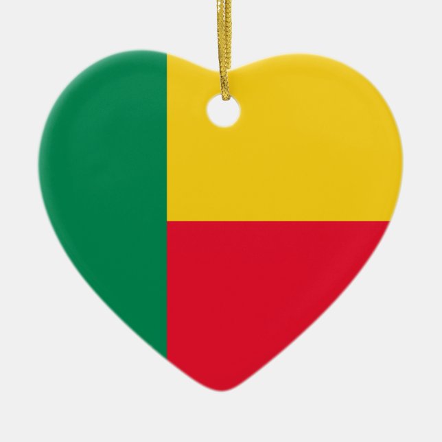 Benin-Flaggen-Herz-Verzierung Keramikornament (Vorne)