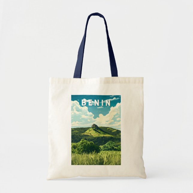 Benin Illustration Travel Art Vintag Tragetasche (Vorne)