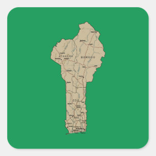 Benin-Karten-Aufkleber Quadratischer Aufkleber