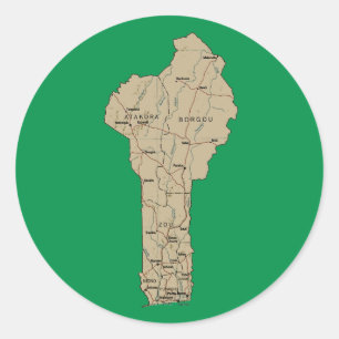 Benin-Kartenaufkleber Runder Aufkleber