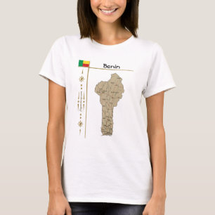Benin Map + Flag + Titel T - Shirt