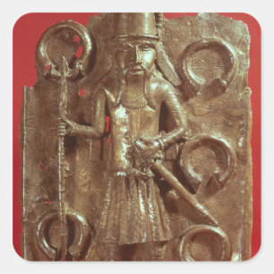 Benin-Plakette Quadratischer Aufkleber
