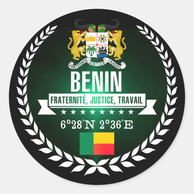 Benin Runder Aufkleber (Vorderseite)