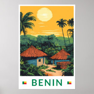 Benin Sonnenuntergang Illustration Reise Kunst Vin Poster