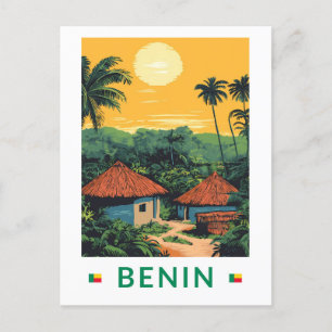 Benin Sonnenuntergang Illustration Reise Kunst Vin Postkarte
